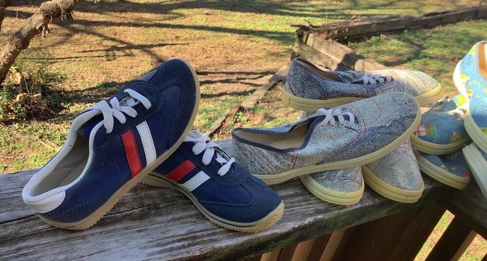 Lot 12 Vtg Kids Canvas Sneakers Made in USA NOS 70s 80s Mixed Sizes Storage Wear